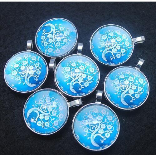 5pcs new glass pendants size 25mm round shape for women necklace making diy beads accessories two face hot selling items good