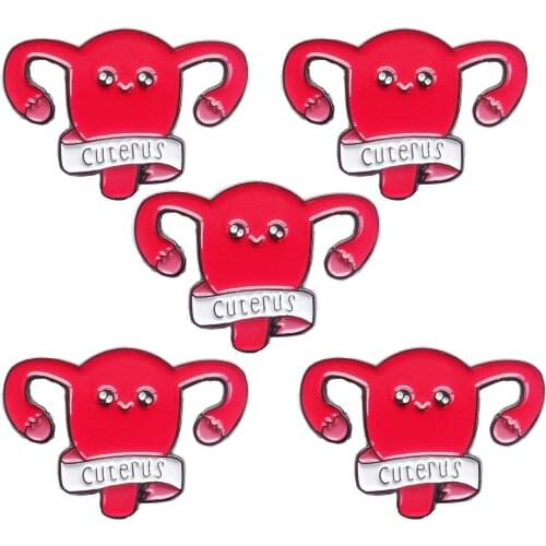 LOTS 5pcs Cuterus cuter us Women female womb Feminism Lapel pin