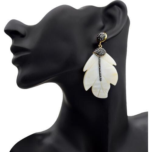 73.5mm*41.1mm Shell Leaf big earrings for women Irregular summer monsoon vintage drop earrings trendy 2019 fashion jewelry