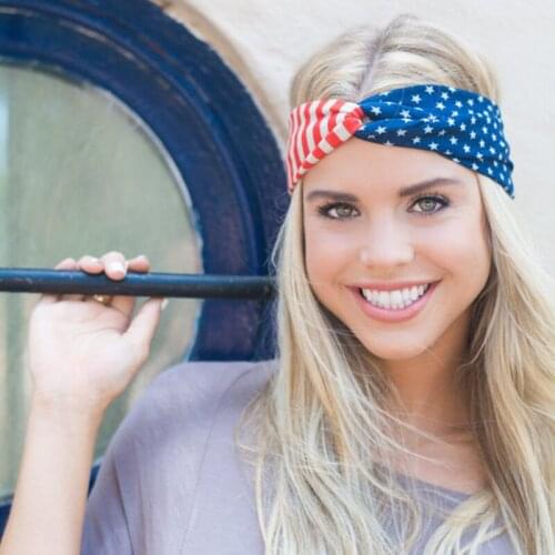 American Flag Cotton Turban Headbands for Women USA Star Stripes Bow Headband Hairbands Bandana Headwrap Girls Hair Accessories