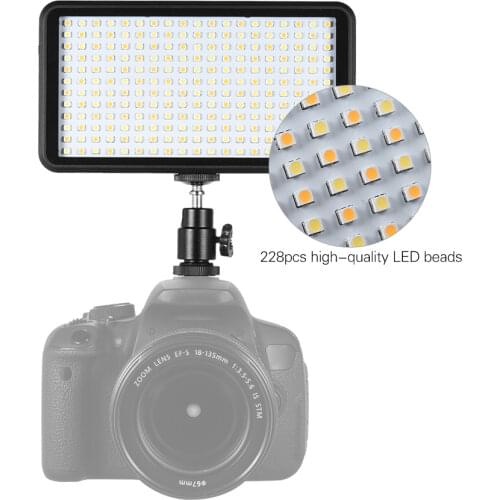 Andoer Ultra-thin 3200K/6000K LED Light Panel Lamp Studio Video Photography 228pcs Bead for Canon Nikon DSLR Camera DV Camcorder