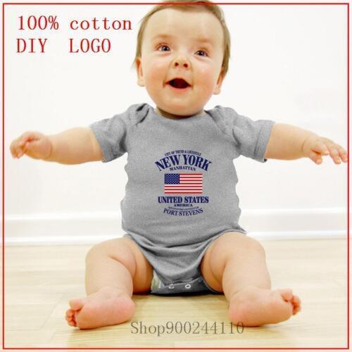 Newborn Body Suit Baby New York United States Flag print Newborn Bodysuits baby Cotton Costume Pajama Short Sleeve baby clothes