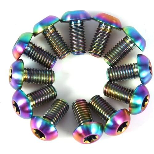 2019 New 12pcs M5x10mm Disk Brake Rotor Bolts T25 Torx Titanium TI MTB bicylce Bottle Holder Bolt Bike Water Bottle Cage Screw