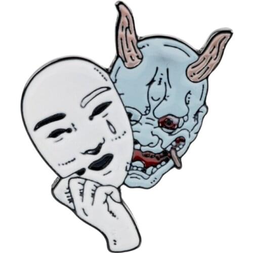 Japanese Hannya mask brooch horror demon pin enamel pins metal brooch scary jewelry accessories for women men gifts