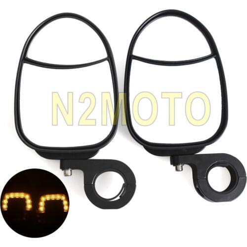 Black Motorcycles Adjustable Side Rear View Mirror Turn Signal Indicator Light for Polaris RZR800/900 UTV 1.75" Roll Bars Clamp
