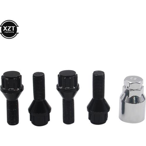 1 Set Black M12 x 1.5 4+1 FD0101 Aluminum Alloy Wheel Lock Bolt Tire Anti-theft Screws Nut For BMW E30 E36 E46 E90 2003-2013