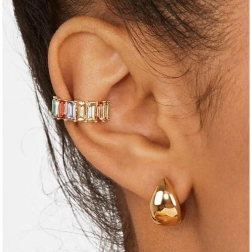 Color Diamond C-shaped Ear Bone Clip High-end Ear Clip Without Pierced Earrings Female Personality Simple Colorful Ear Jewelry