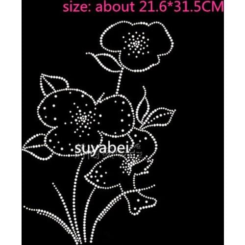 2pc/lot Lotus Rhinestone Applique fixing rhinestones hot fix rhinestone transfers iron on crystal transfers motif