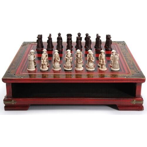 32Pcs/Set Wooden Table Chess Chinese Chess Games Resin Vintage Collectibles Gift Chessman Christmas Birthday Premium Gifts Enter