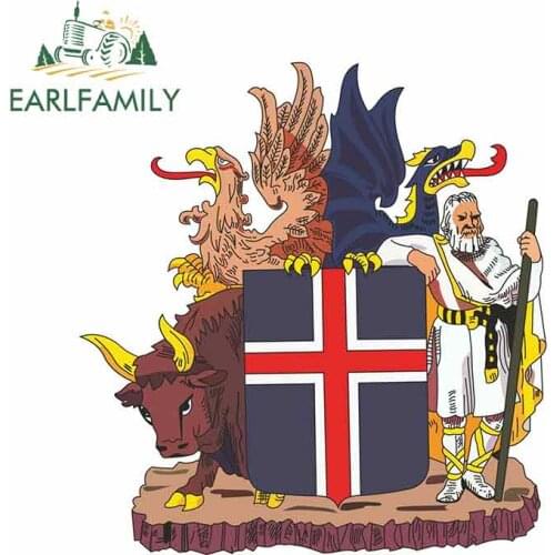 EARLFAMILY 13cm x 12.4cm For Iceland Coat Of Arms Fine Decal Vinyl Car Wrap Suitable For VAN RV Waterproof Scratch-Proof Sticker
