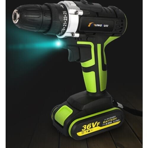 36VF 50nm Electric Drill LED 25-speed Waterproof Cordless Drill Power tool Electric Torquing Screwdriver for Handling Screws