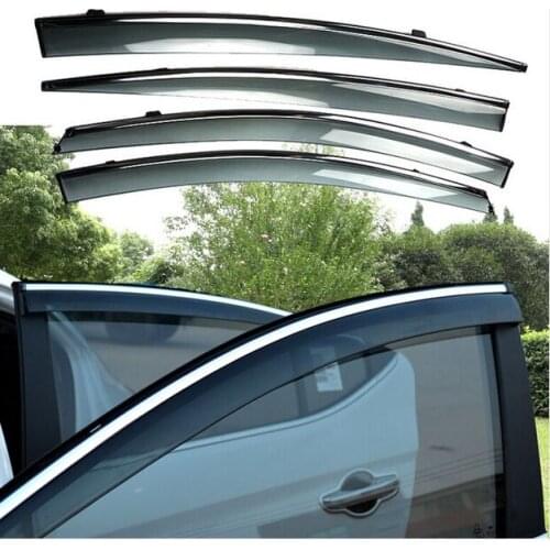 HOT FOR Hyundai Elantra 2016 2017 Avante Sun Rain Guard Window Visors With Chrome Trim Deflectors Weather Shield Weathershields