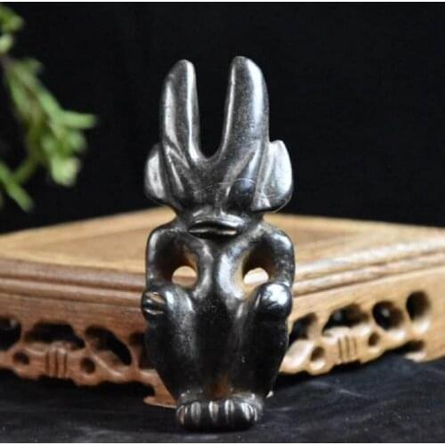 Hongshan culture archaize black iron meteorite sculpture Hongshan people statue #4