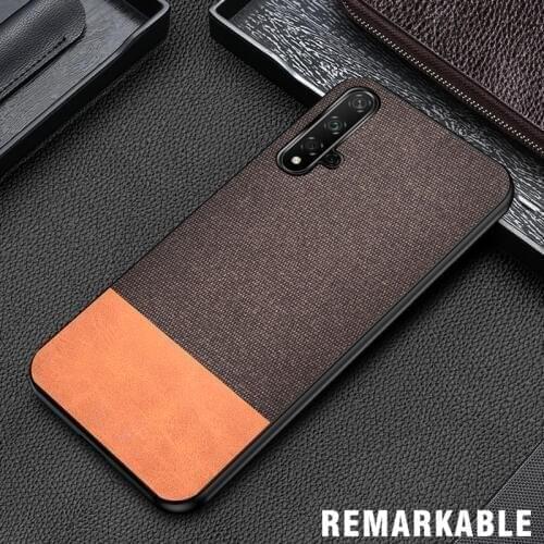 IKrsses Case for Huawei Honor 20 Pro PU Simple Cloth Hard Backshell Soft Border Case For Note 5T All-inclusive Anti-fall Cover