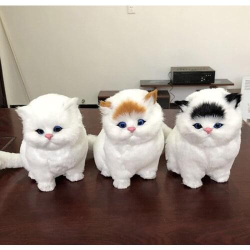 Animal Simulation Cat Vocal Toys Children Gift Plush Stuffed Doll Home Ornament Cute Doll Model Gifts For Office Home Decoration