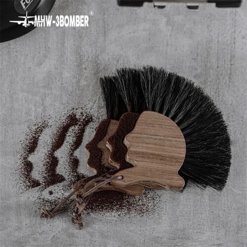 Coffee Brush Walnut Handle Coffee Grinder Machine Cleaning Brush Horse Hair Wood Dusting Brush Cleaning Tools For Barista
