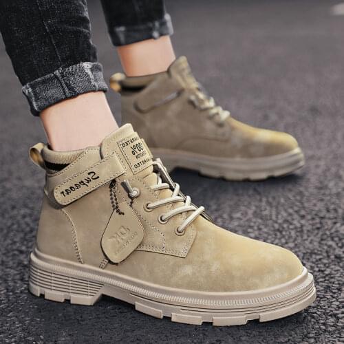 Men Boots Autumn Casual Motorcycle Ankle Boots Hombre Men Lace-Up Cowboy Boots Fashion Men Boots Zapatos Mens Winter Boots