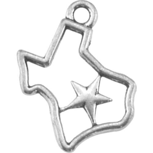 My shape Star pendant zinc alloy Hollow Out TEXAS Map of Star Charms 40pcs