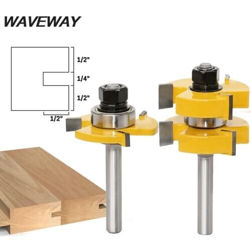 2PCS 8mm Shank Tongue & Groove Router Bit Set - Large Stock up to 1-1/4" Milling Cutter Woodwork Tenon Cutter for Woodworking