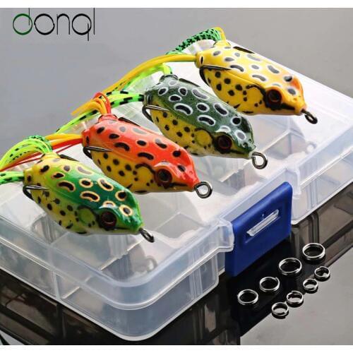 DONQL 4pcs/box Frog Soft Fishing Lures Kit Snakehead Lure Topwater Floating Ray Frog Artificial Bait isca Killer Winter Fishing