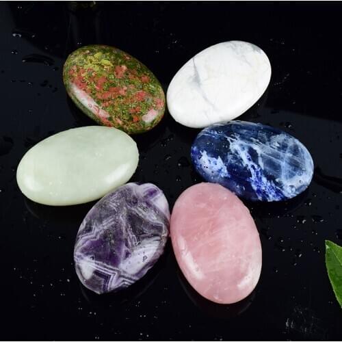 Natural Palm Stone Energy Beauty Massager Rose Quartz and Mineral Massage Tool Back SPA Reiki Chakra Crystal Health Care Tools