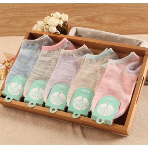 10 pieces= 5 pairs Summer fresh and pure color female ankle socks women pure cotton socks,nice women socks