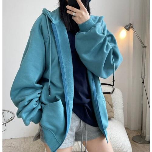 Autumn and winter new Korean sports and leisure hoodie with plush thickening loose soft womens fashion 0904-1