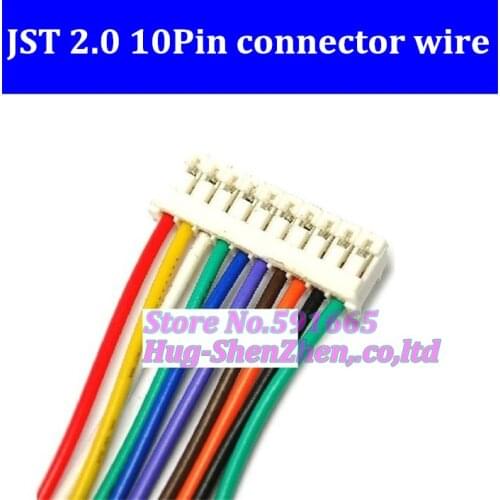 Wholesale New 50pcs/lot 10P JST 2.0mm PH2.0 PH 2.0 10pin PH-10p connector with cable 100mm wire 24AWG