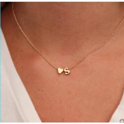 Hfarich Fashion Custom Initial Name Tiny Heart Choker Necklace Women Personalize 26 Letters Necklace 2020