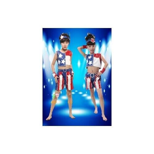 Hot Baby Boys and Girls Cheerleaders Perform Clothing Top shirt and Short Pants Dance Suits for Ballroom