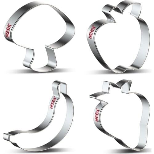 ZADE Fruit Cookie Cutter for Biscuit Fondant Mushroom Strawberry Banana Cookie Cutter - Stainless Steel