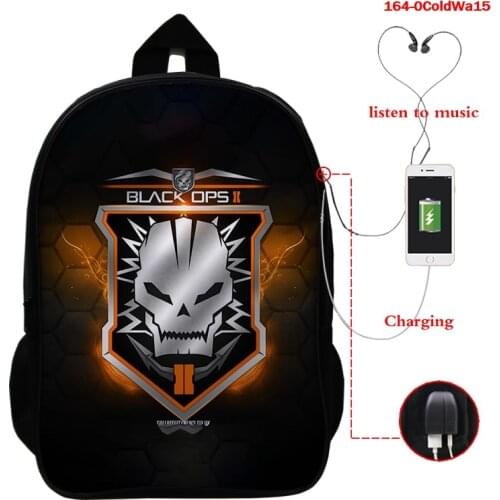 Call of Duty Black Ops Cold War 3d Backpack Multifunction USB Charging Travel Bags Student Backpack for Boys Girls School Bag