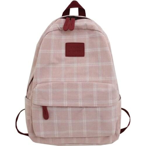 School Bags For Teenage Girs Canvas Bag Plaid Women Backpack Student Cute School Bag Rucksack Female