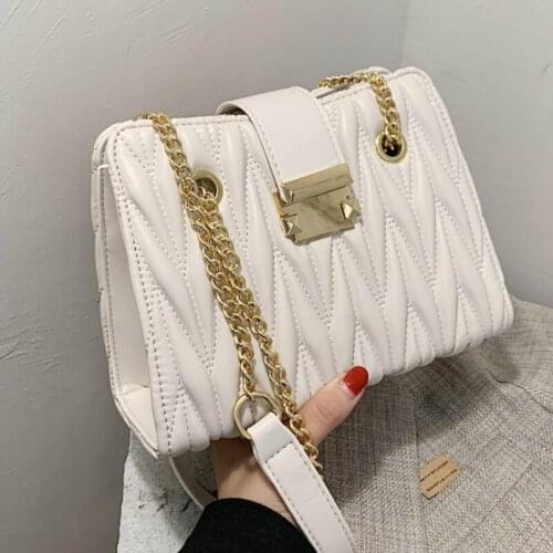 Chain Shoulder Messenger Bag Pleated Square Tote Bag 2020 Fashion New High-quality PU Leather Womens Designer Handbag