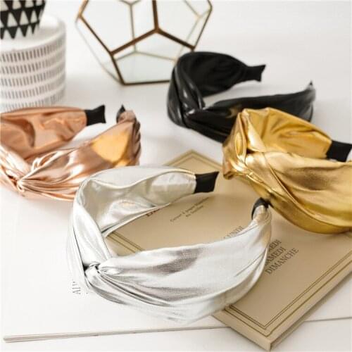 Cloth solid color simple knotted cross hair hoop jewelry new hair pressure wide side wild headband