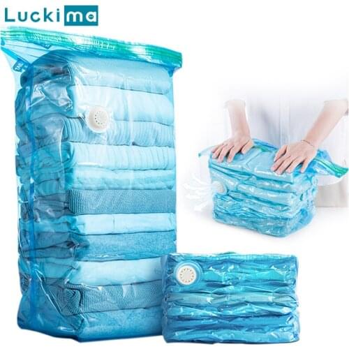 Home Vacuum Storage Bags for Clothes Blankets Pillows Travel Storage Compression Bag 75% Space Saver No Pump Needed High Quality