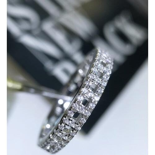 Handmade Eternal Hollow Geometric Crystal Ring AAA Cz Zircon Engagement Wedding Ring Pair Ring Ladies Finger Party Jewelry