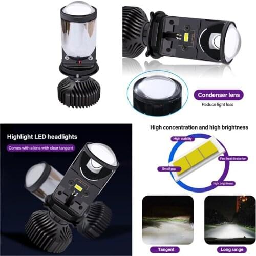 1/2pcs 90w/Pair Lamp H4 Led Mini Bi led Lens Projector Car Headlight 20000LM Lampada Led h4 Hi/Low Beam Lights Canbus 12v Bulb