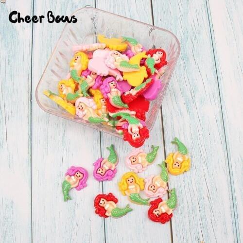 10pcs/bag Resin Mermaid Accessories Cabochon kawaii Materials Kids DIY Hair Rope Hair Bow Ornament DIY Craft Supplies