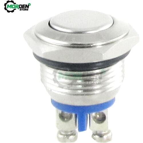 16mm 12V Round Head Metal Push Button Switch LED Light Self lock Momentary Latching Car Start Button Power Button Normally Open