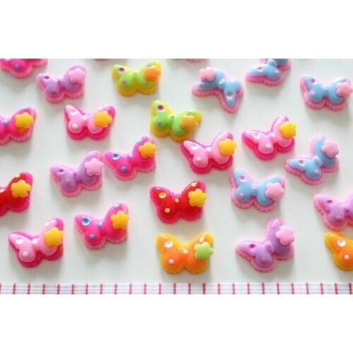 250 pcs Resin kawaii Mixed Butterfly flower Deco cabochons Flatbacks 20x18mm-kawaii kitsch decoden