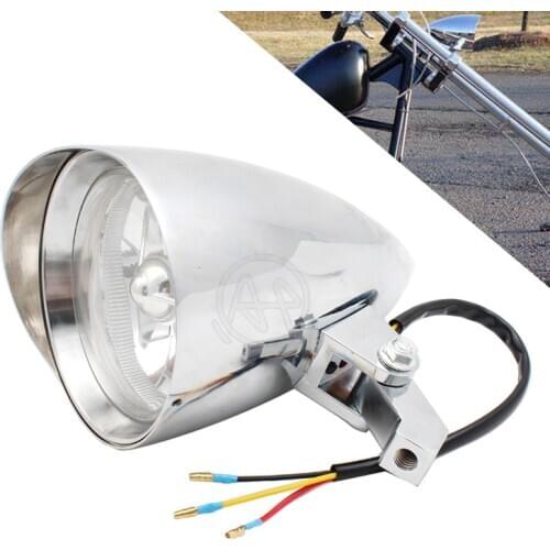 4.7'' Motorcycle Chrome Visor Bullet Headlight Lamp For Harley Bobber Chopper Dyna BIG DOG