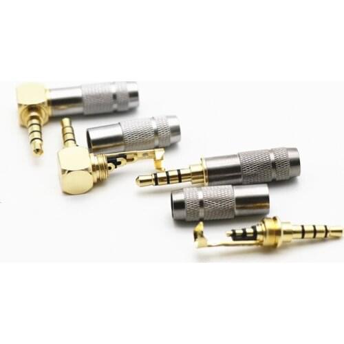 Angitu Gold plated 3.5mm 4 Pole Stereo TRRS Male Repair Headphone Jack Solder Plug Metal Audio DIY Connector