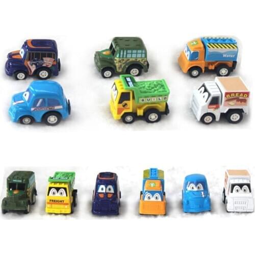 6pcs Pull Back Car Toys Car Children Racing Car Baby Mini Cars Cartoon Pull Back Bus Truck Kids Toys For Children Boy