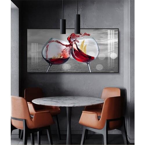 Print and Posters Abstract Red Wine Glass Canvas Painting Dining Room and Kitchen Wall Modern Home Decoration Wall Art Pictures