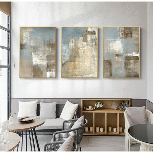 Abstract Gray and Beige Wall Art Modern Canvas Paintings Minimalism Posters and Prints Pictures for Living Room Home Decoration