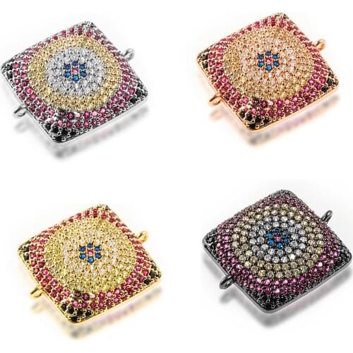 Diamond Micro Pave Dense Color Zircon Necklace Bracelet Pendant Connector Jewelry Accessories DIY Handmade