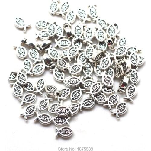 Free Shipping Fish Jesus Alloy Beads For Religious Jewelry Making