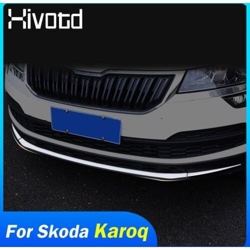 For Skoda Karoq 2018-2020 Accessories Front Bumper Trim Protect Lower Front Bumper Cover Diffuser Spoiler Lip Guard Decoration
