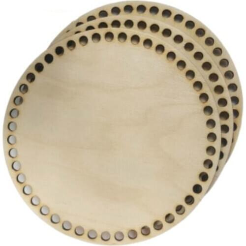 2Pcs Nature Wood DIY Accessories Laser Cut Round Stitch Crochet Basket Wood Base With Hole 30 cm